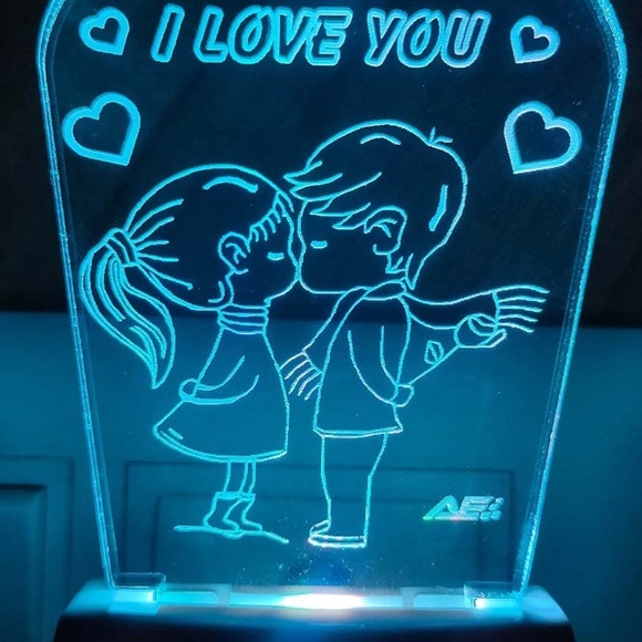 LED Fiber Art with Blue Glow - Picture 1 of 4